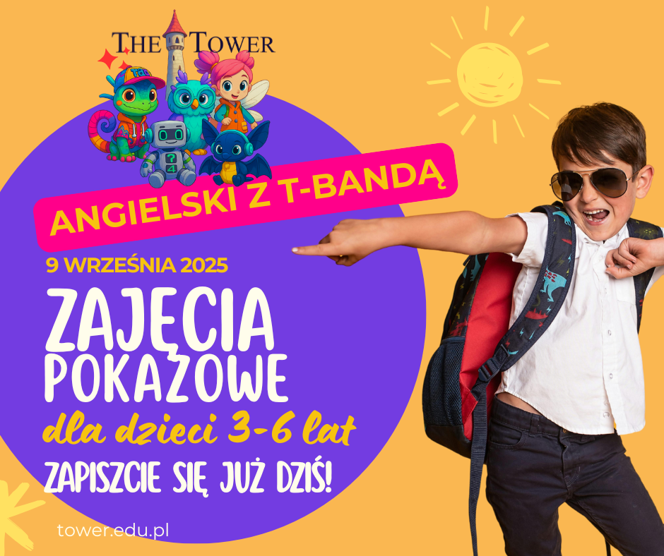 Bezpłatne zajęcia pokazowe języka angielskiego dla dzieci 3–6 lat w The Tower Oleśnica – Angielski z T-Bandą